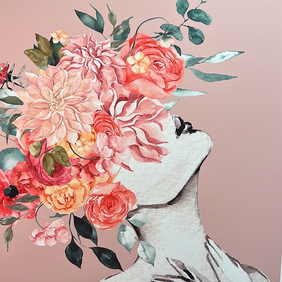 Watercolor Floral Woman Portrait Wall Art Illustration Print Poster Unframed - Picture 16 of 17